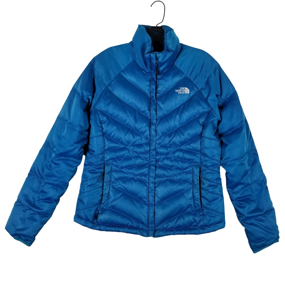 The North Face Puffer Jacket Womens Medium Blue 550 Down Quilted Full Zip